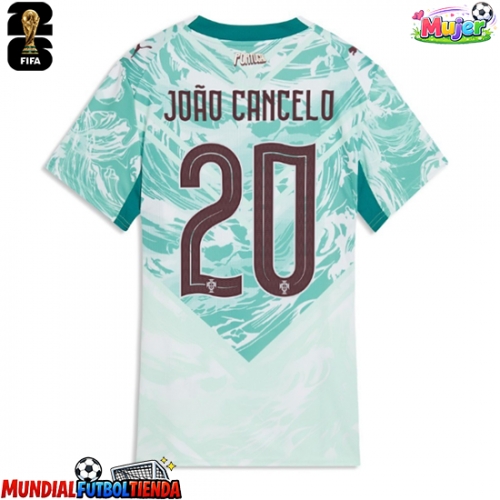 Camiseta Portugal Joao Cancelo #20 Segunda Equipación Replica Mundial 2026 para mujer mangas cortas